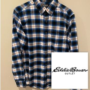 Eddie Bauer Mens Flannel Shirt blue/black Size M